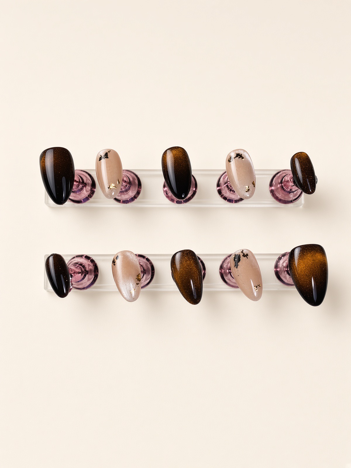 Mocha Tortoise press-on nails TWINSS